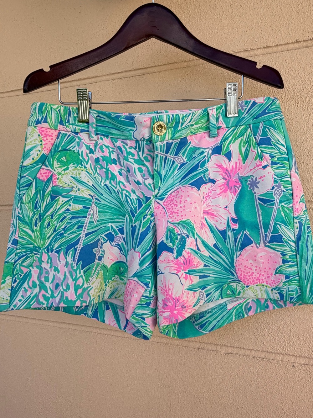 Lilly Pulitzer Tropical Floral Print Shorts - Pink, Green & Blue